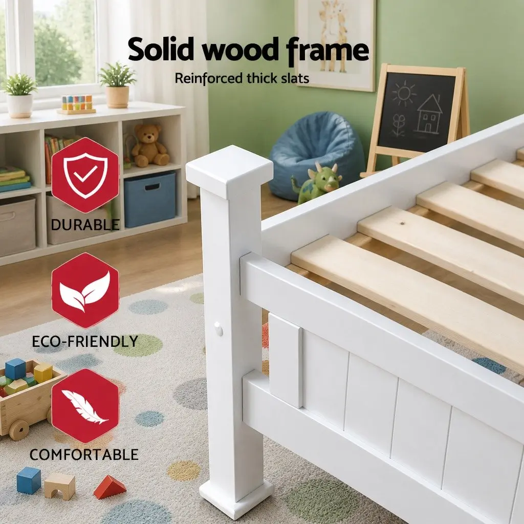 King Single Bed Frame and S-Shape Display Bookshelf Set