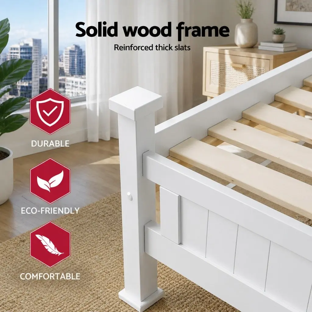 King Single Bed Frame with Bedside Table Storage