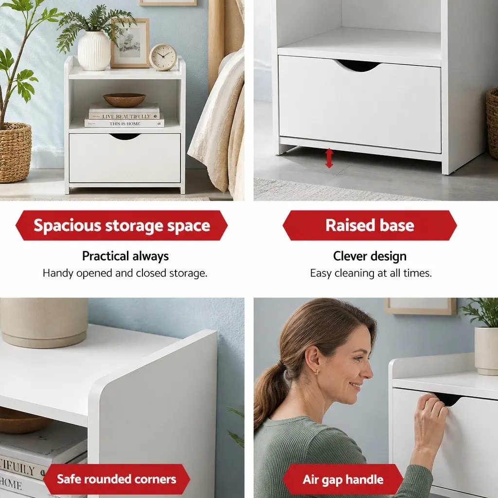 King Single Bed Frame with Bedside Table Storage