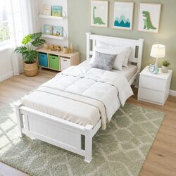 Wooden King Single Bed Frame with Bedside Table Set