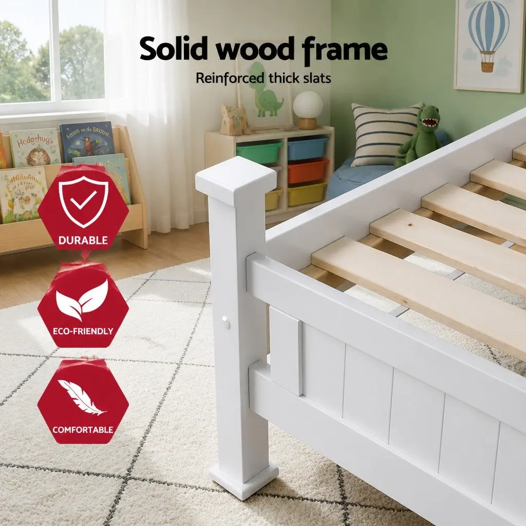 Wooden King Single Bed Frame with Bedside Table Set