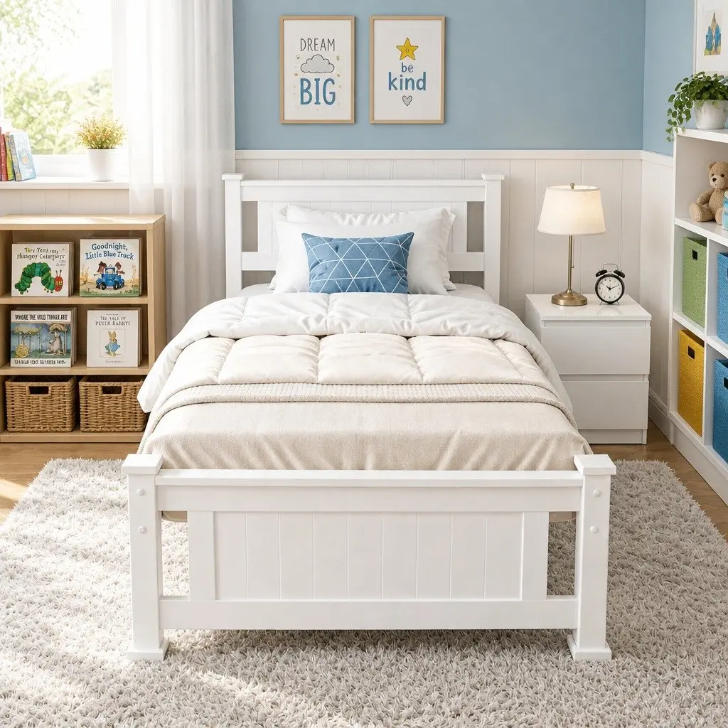 Wooden King Single Bed Frame with Bedside Table Set