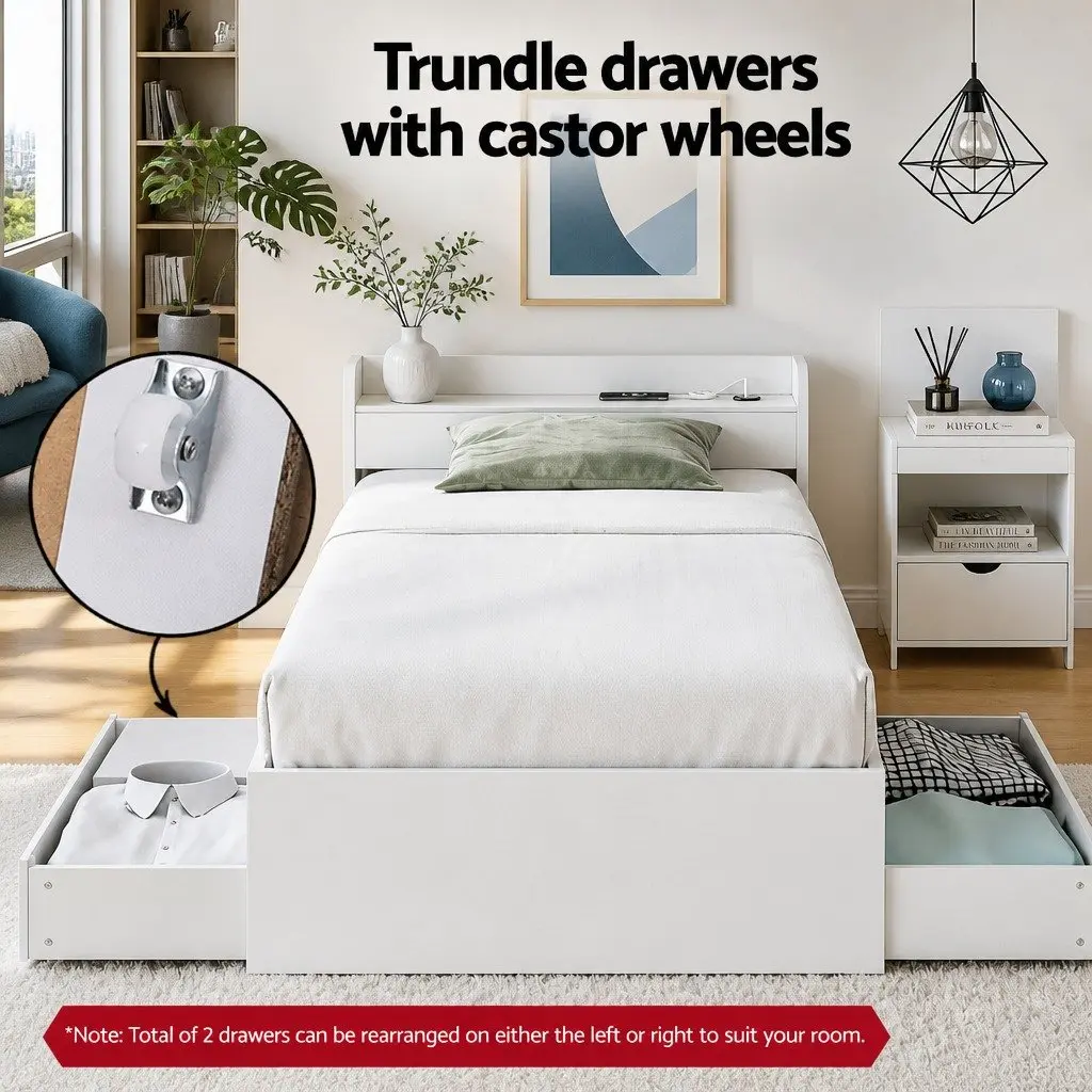 Bed Frame with USB Ports and Nightstand