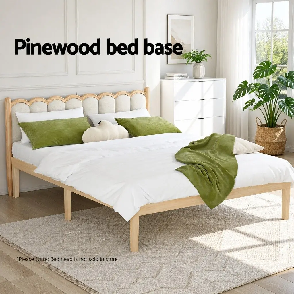 Wooden Double Bed Frame with Slatted Base for Comfort