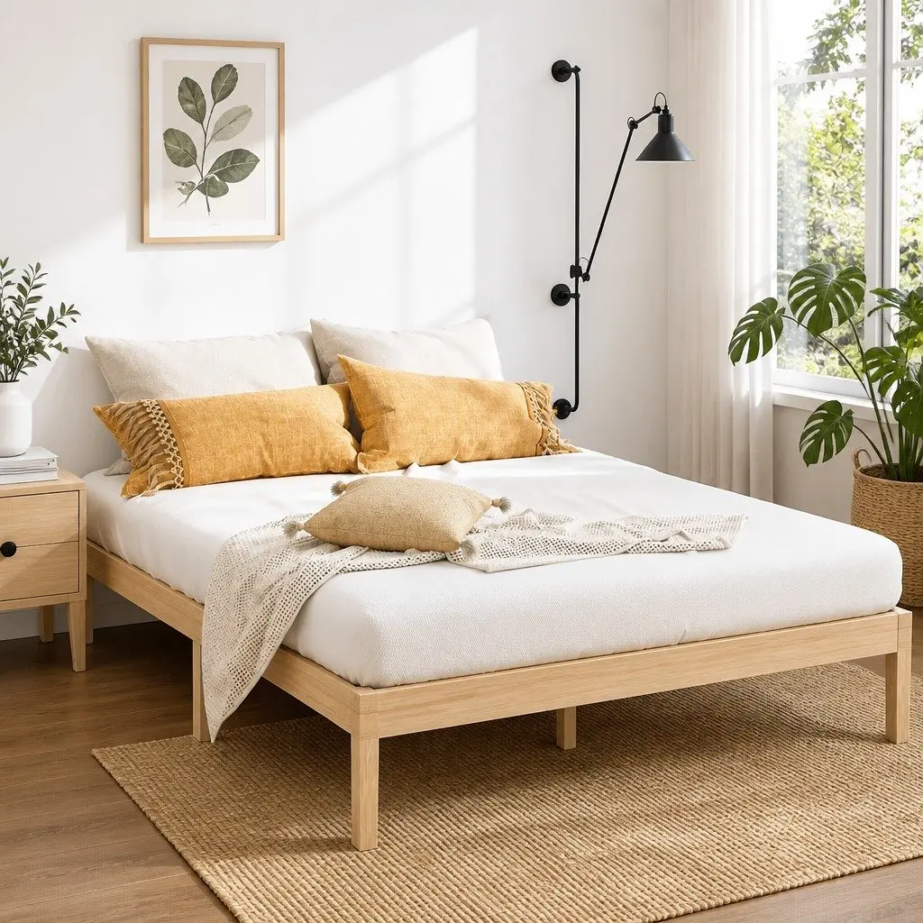Queen Size Pinewood Bed Frame with Slat Base