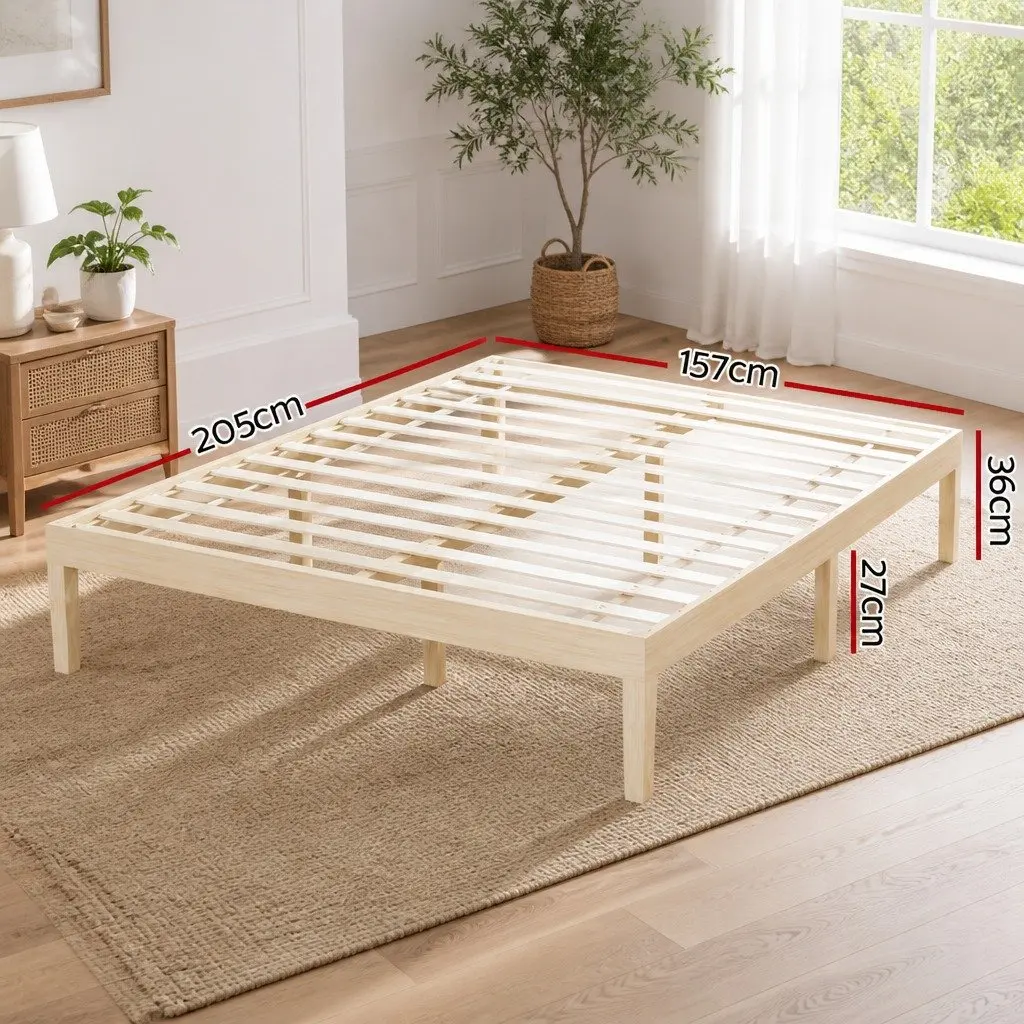 Queen Size Pinewood Bed Frame with Slat Base