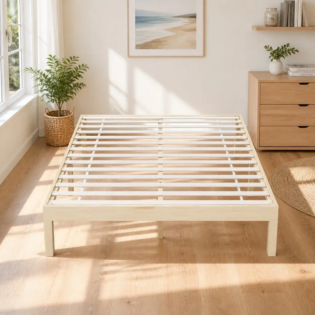 Queen Size Pinewood Bed Frame with Slat Base