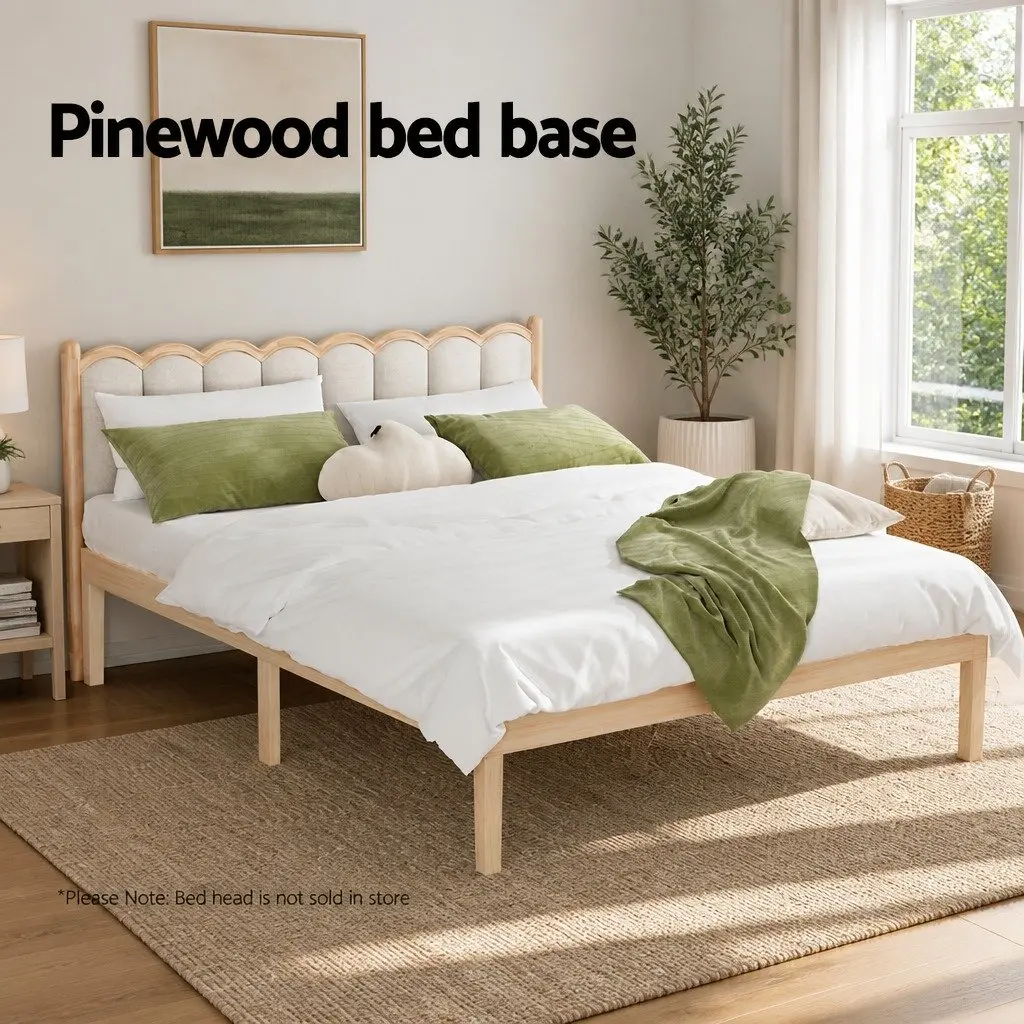 Queen Size Pinewood Bed Frame with Slat Base