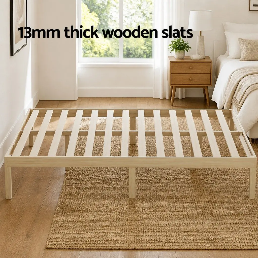 Queen Size Pinewood Bed Frame with Slat Base