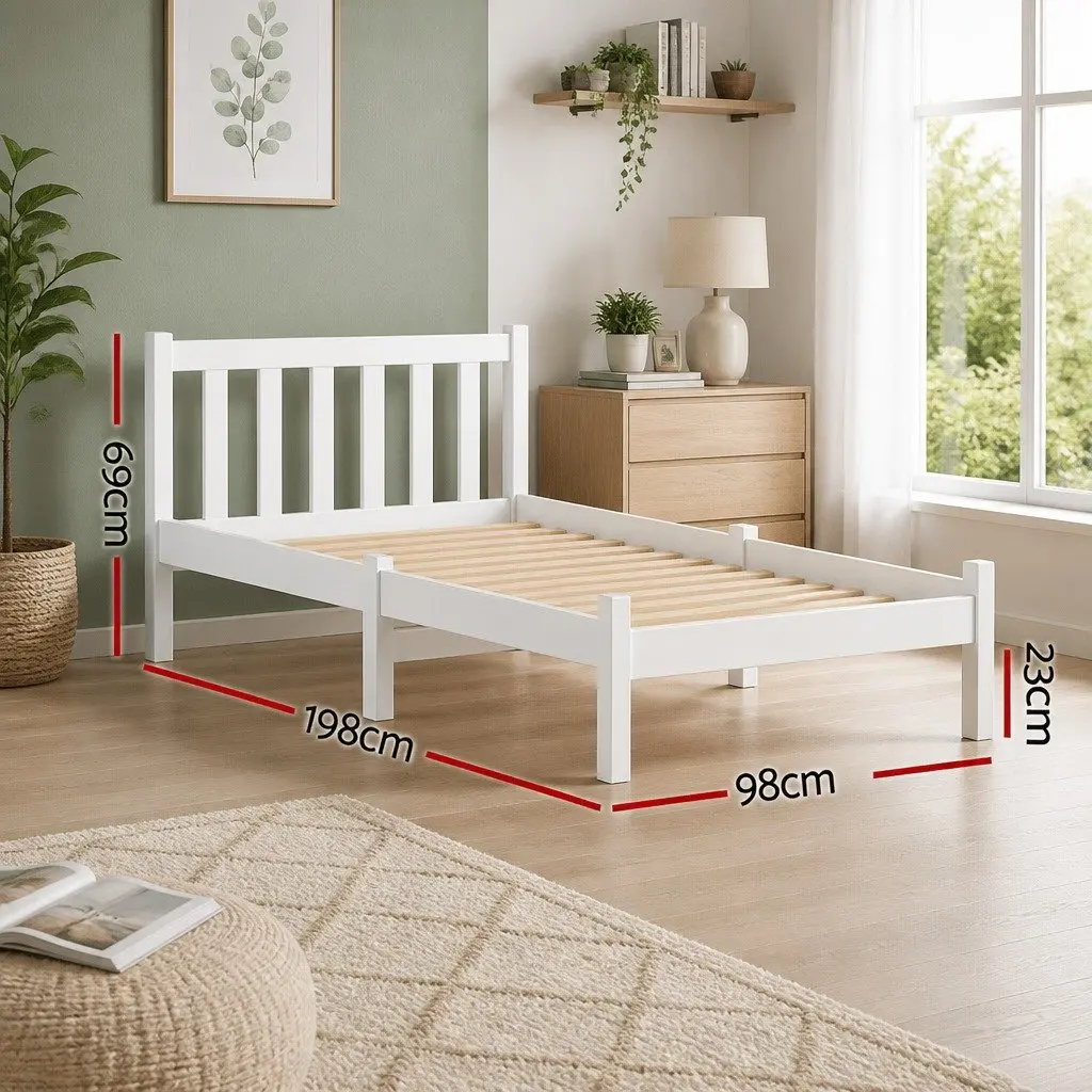 White Pine Wooden Bed Frame with Headboard