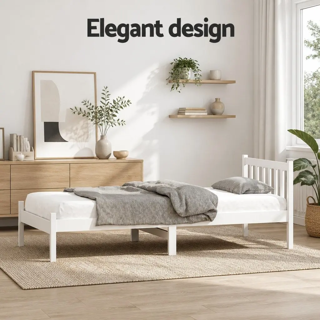 White Pine Wooden Bed Frame with Headboard