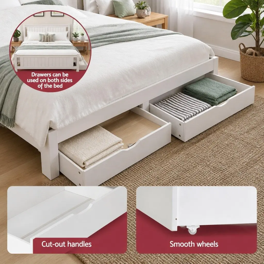 Double Bed Frame with Storage Drawers