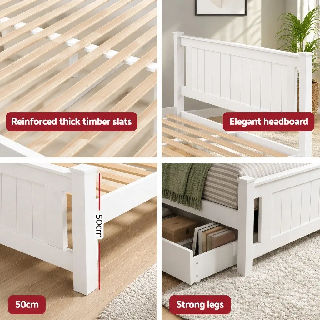 Double Bed Frame with Storage Drawers
