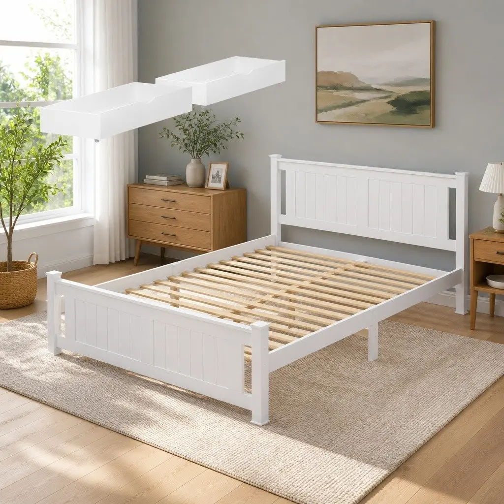 Double Bed Frame with Storage Drawers