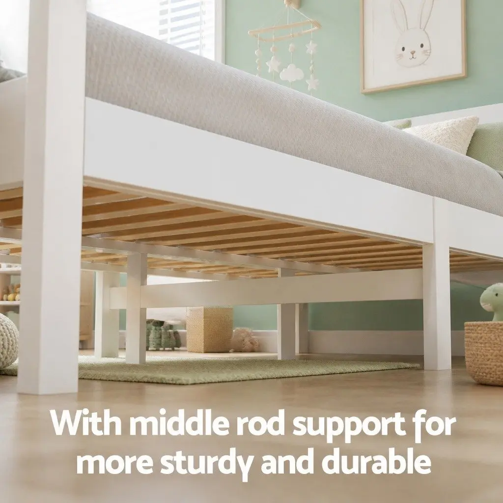 King Single Wooden Bed Frame with 2 Storage Drawers