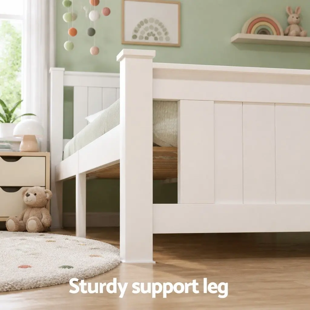 King Single Wooden Bed Frame with 2 Storage Drawers