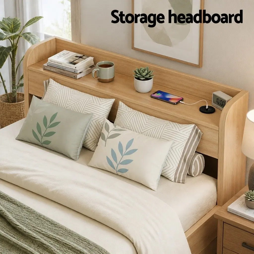 Single Bed Frame with Storage Drawers and USB Ports