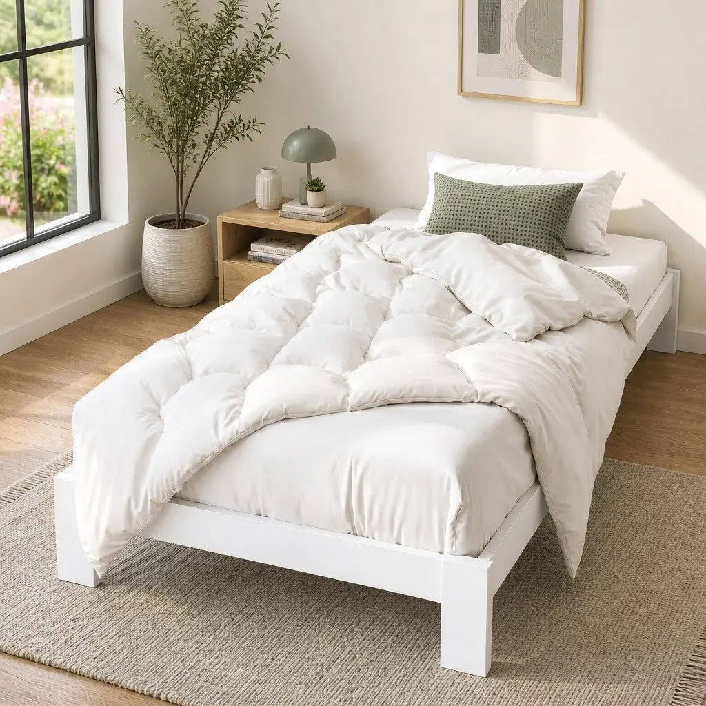 Single Bed Frame White Wooden Pine Slat Storage Australian Size