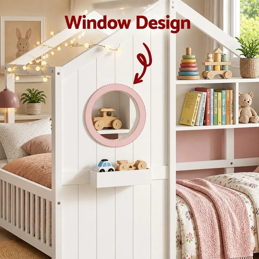 Kids Bed Frame with House Shape and Storage Options