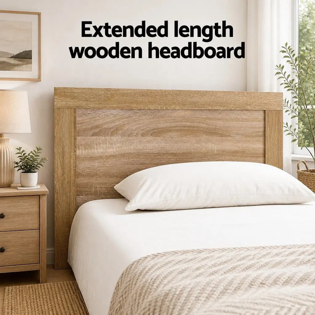 Wooden Double Bed Frame with Slats and Headboard