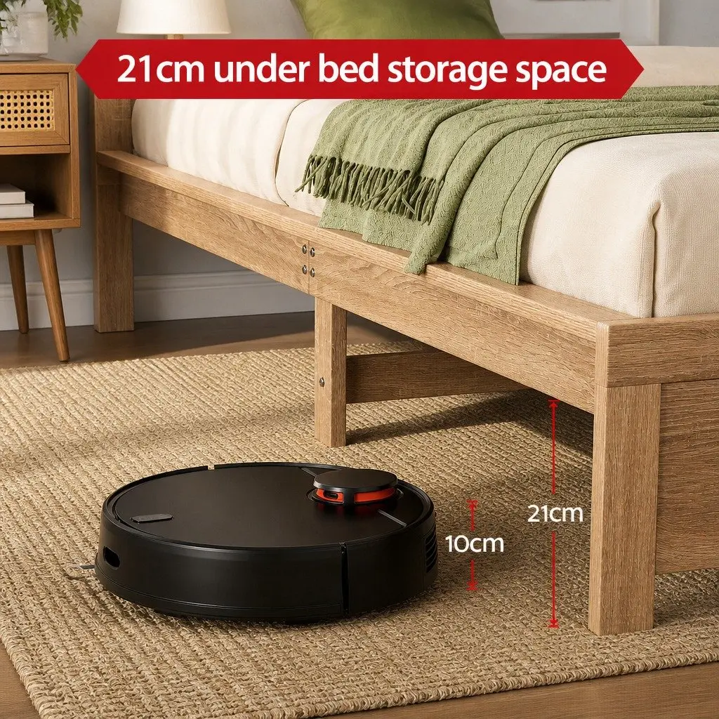 King Single Bed Frame Wooden Base Walnut 122cm W x 210cm L x 90cm H Pine Wood Plywood Particle Wood