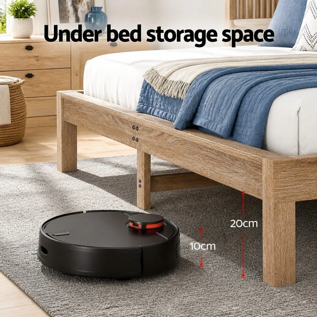 Queen Size Bed Frame with Storage Drawers Wooden Bedroom Furniture Slat Base