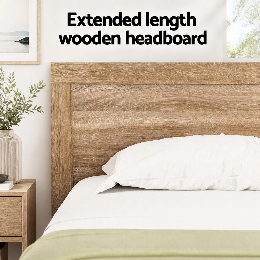 Queen Size Bed Frame with Headboard in Walnut