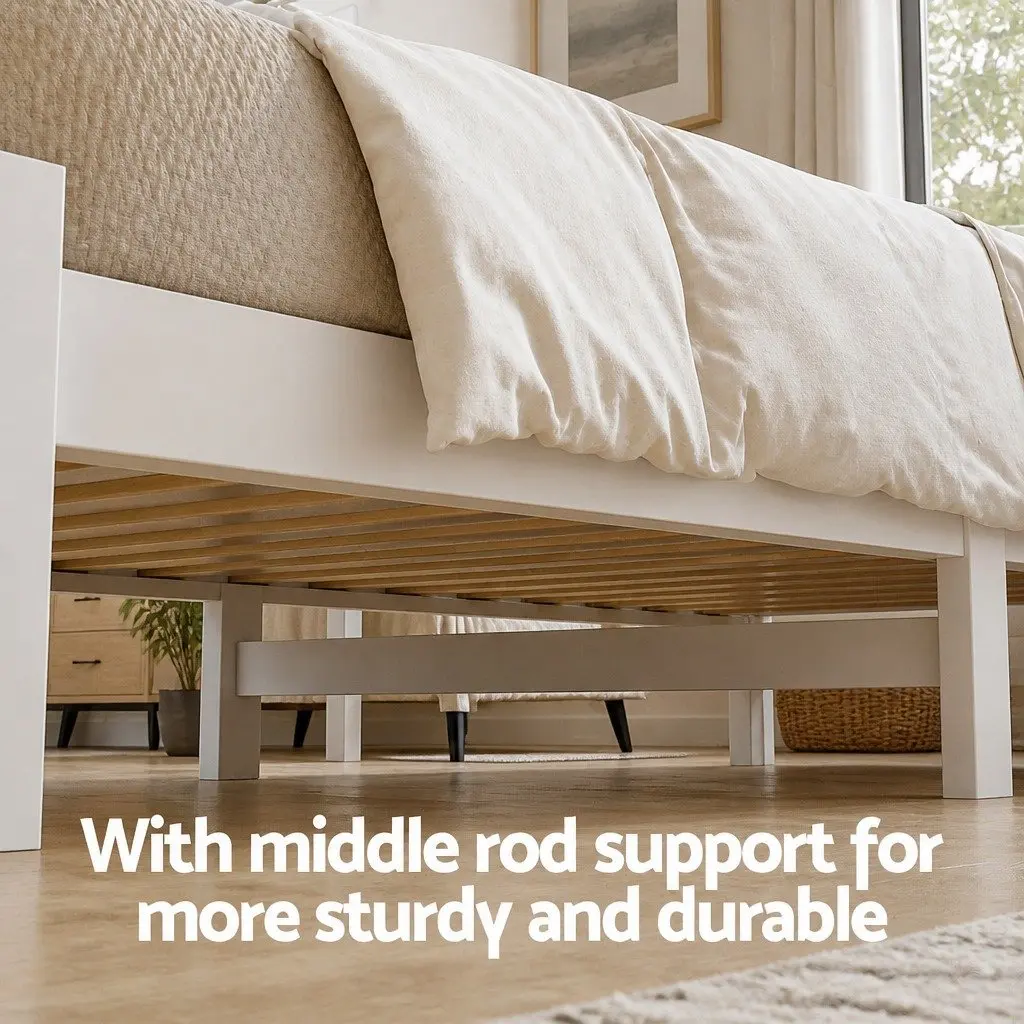 Wooden Platform Single Bed Frame with Storage Drawers