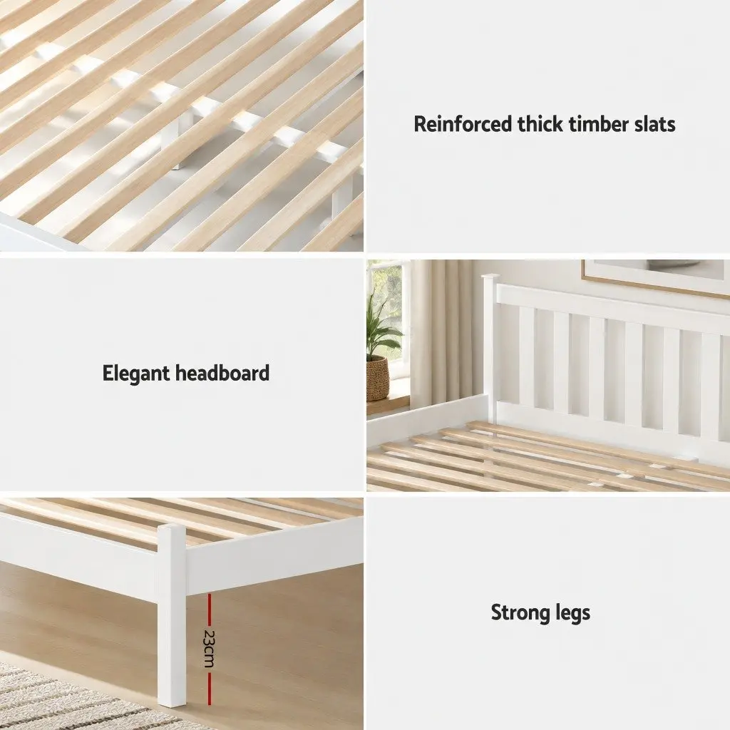Wooden Platform Single Bed Frame with Storage Drawers