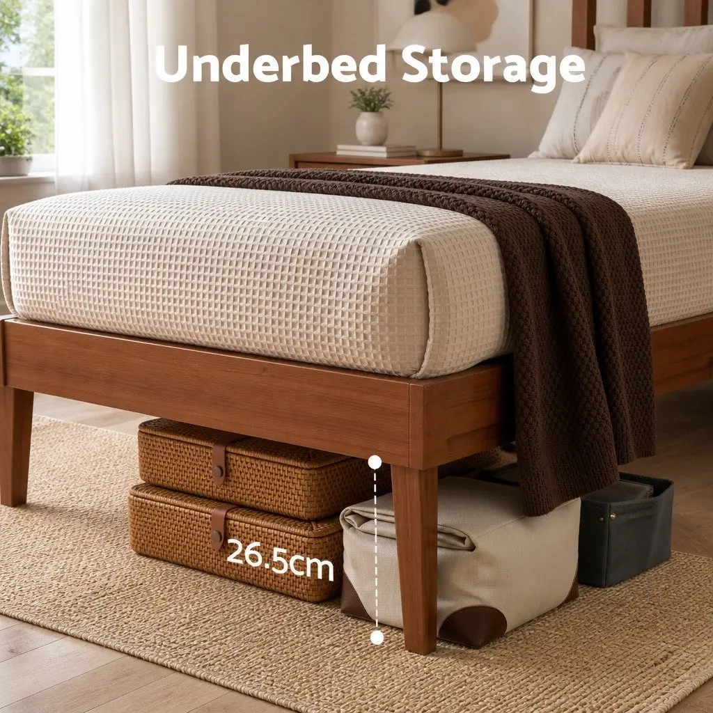 Walnut Wooden Single Bed Frame with Slatted Base