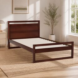 Walnut King Single Bed Frame with Slatted Base