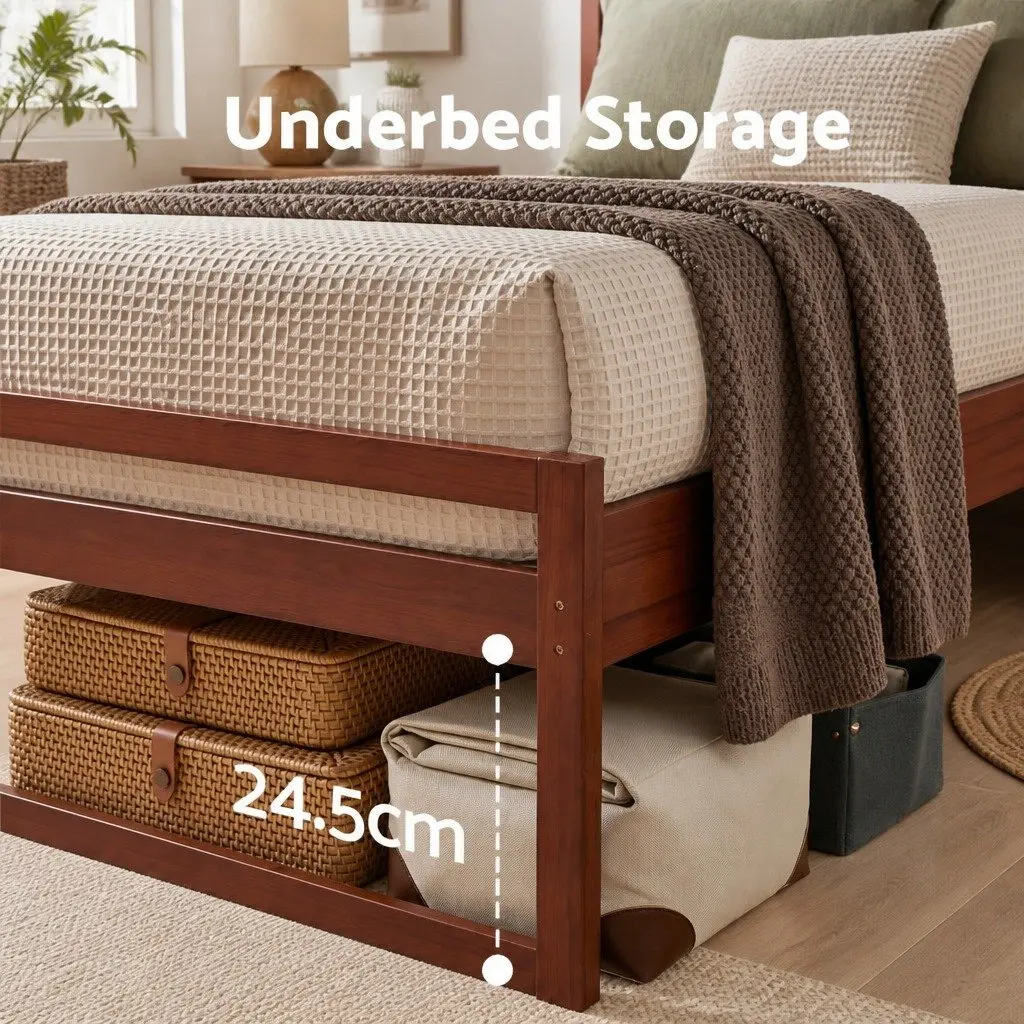 Walnut King Single Bed Frame with Slatted Base