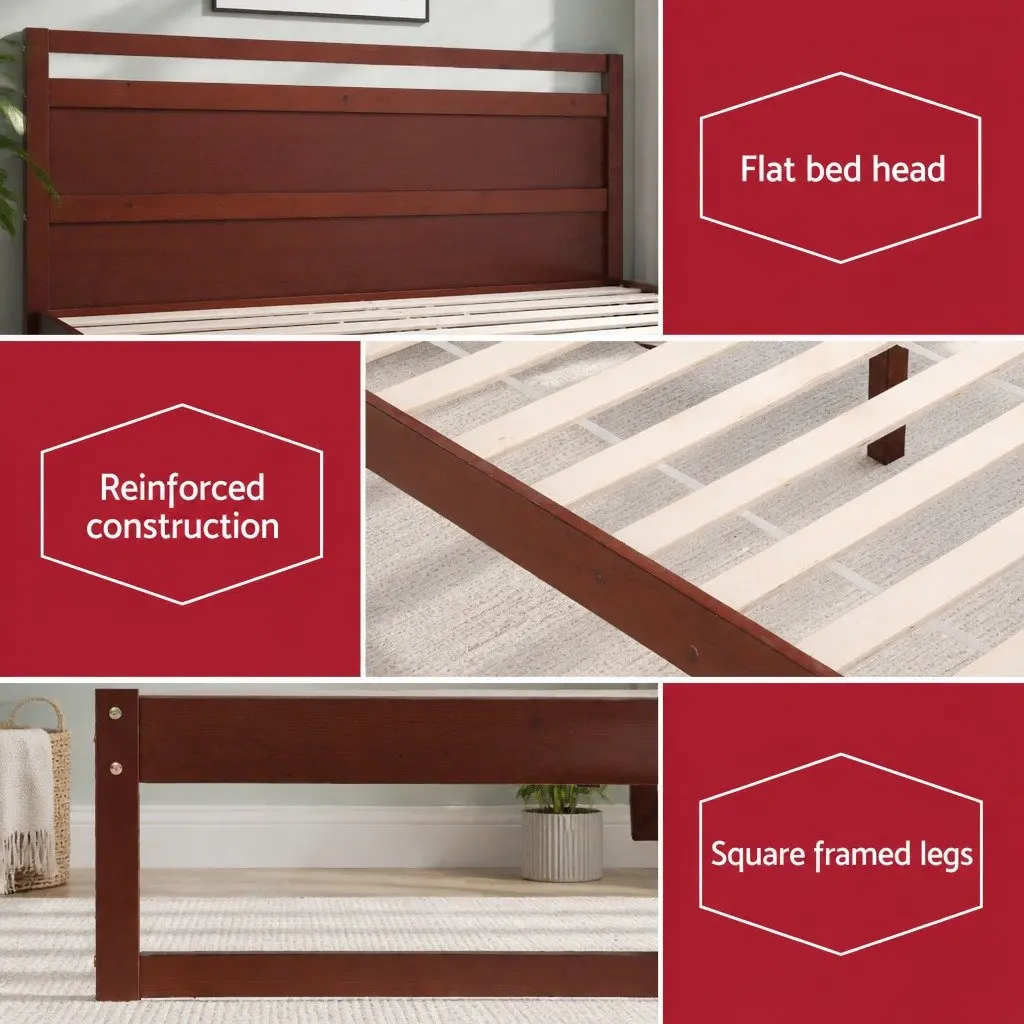 Walnut King Single Bed Frame with Slatted Base