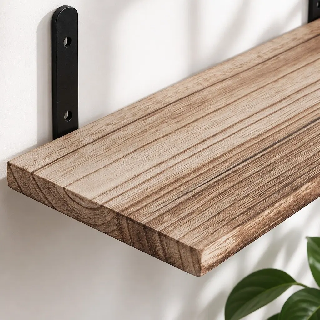 Floating Wall Shelves Rustic Brown 5 Piece Wood Wall Mounted Storage Display Rack