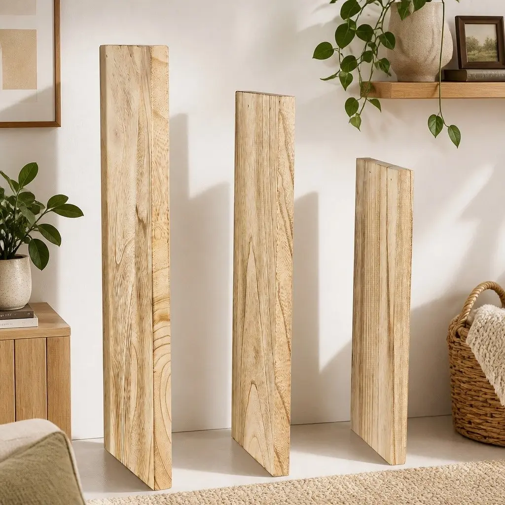 Floating Wall Shelves Rustic Wood 4 Piece Set Storage Display Rack