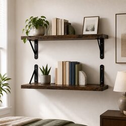 Floating Wall Shelves 2Pcs Deep Mounted Storage Organiser Book Display Bedroom