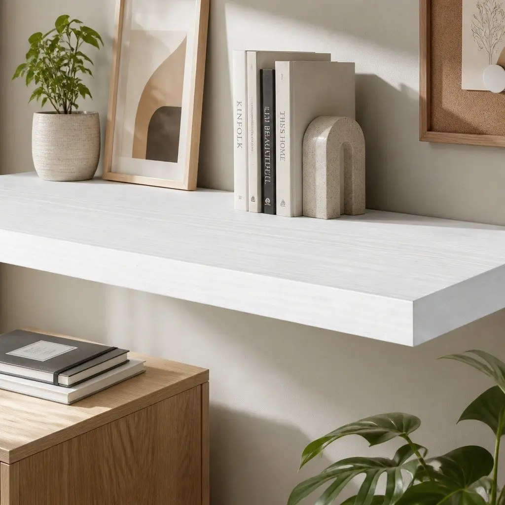 Floating Wall Shelves Deep Mounted 39.5cm x 30cm Chipboard with Iron Brackets