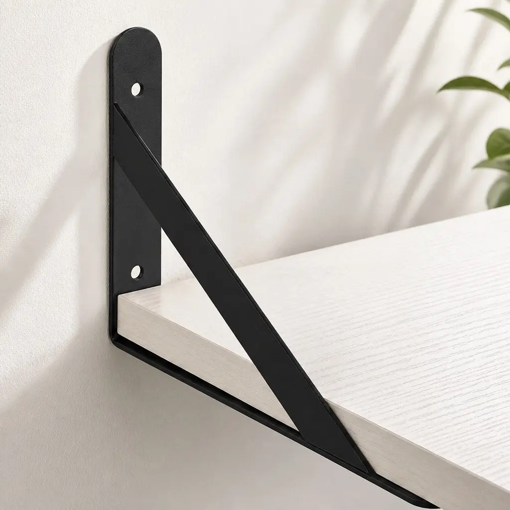 Floating Wall Shelves Deep Mounted 39.5cm x 30cm Chipboard with Iron Brackets