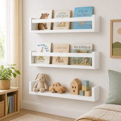 3-Piece Floating Wall Shelves for Kids' Rooms