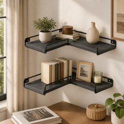 L-Shaped Floating Corner Shelves 2Pcs for Cozy Living