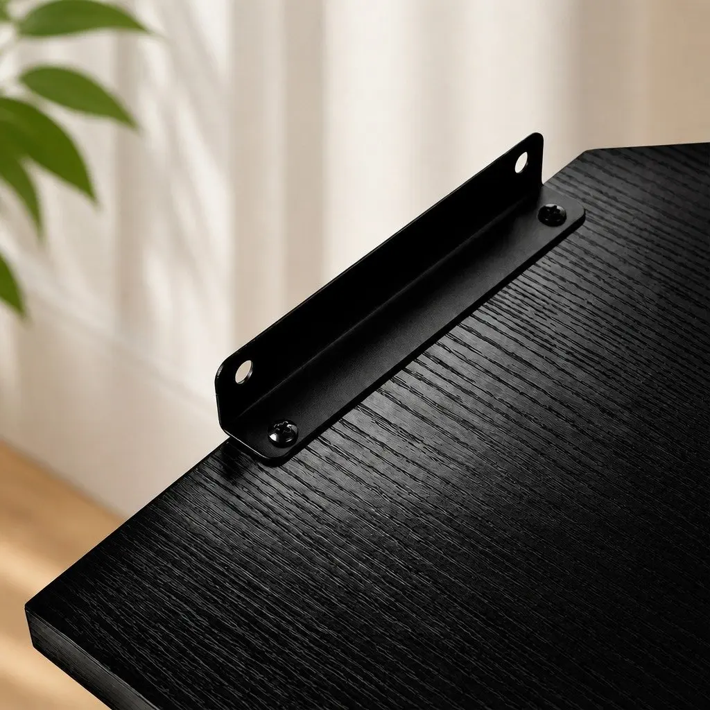 Corner Shelves Wall Mounted Black 2 Piece MDF Storage Display Rack