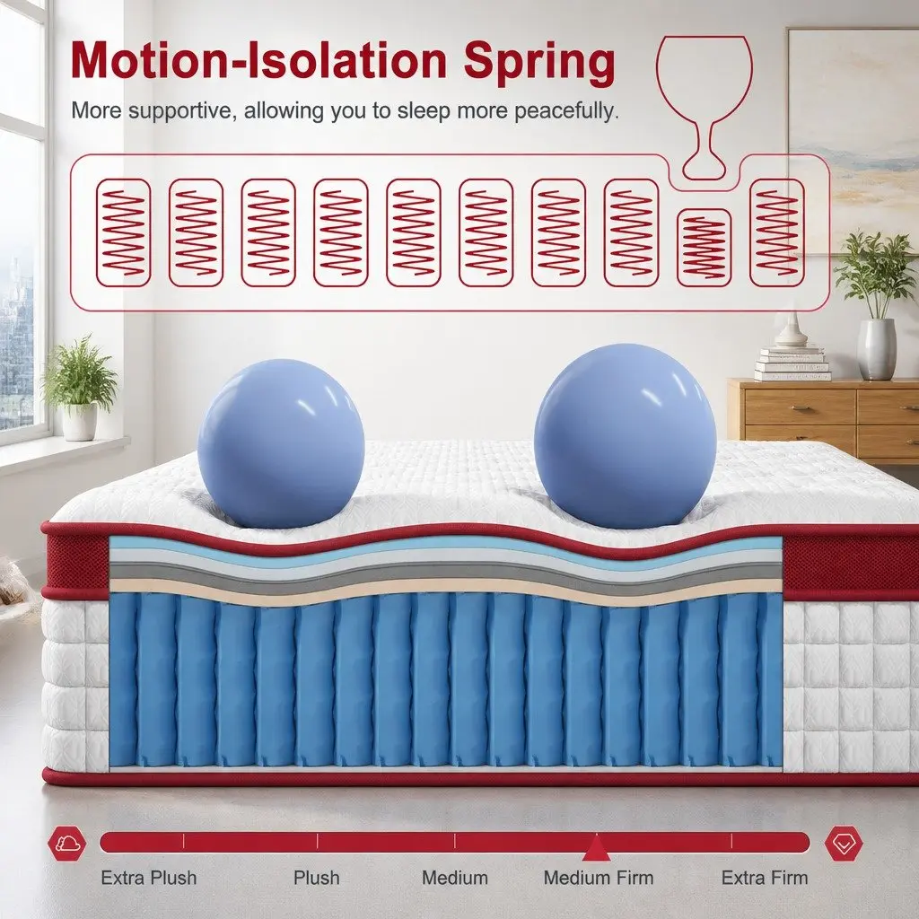 Double Hybrid Mattress 30cm Gel Memory Foam Pocket Spring 5 Zone Medium Firm