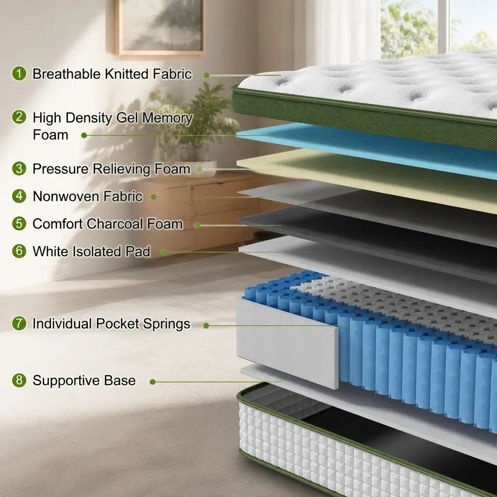 30cm King Single Gel Memory Foam Hybrid Mattress