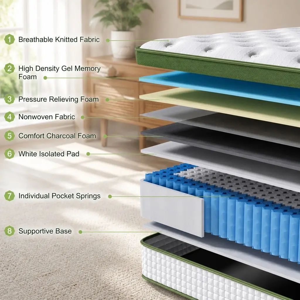 Queen-Sized Hybrid Mattress 30cm Gel Memory Foam