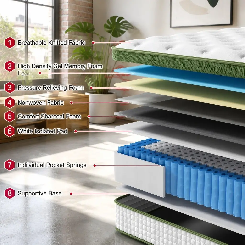 30cm Gel Memory Foam Hybrid Pocket Spring Mattress