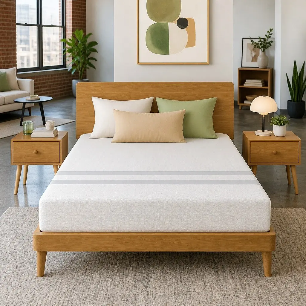 Double Memory Foam Mattress Reversible 20cm Medium Soft White Knit Stretch Polyester