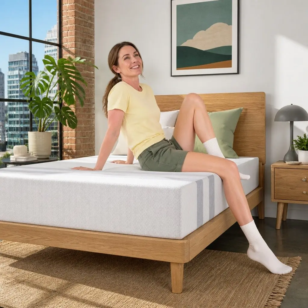 Double Memory Foam Mattress Reversible 20cm Medium Soft White Knit Stretch Polyester