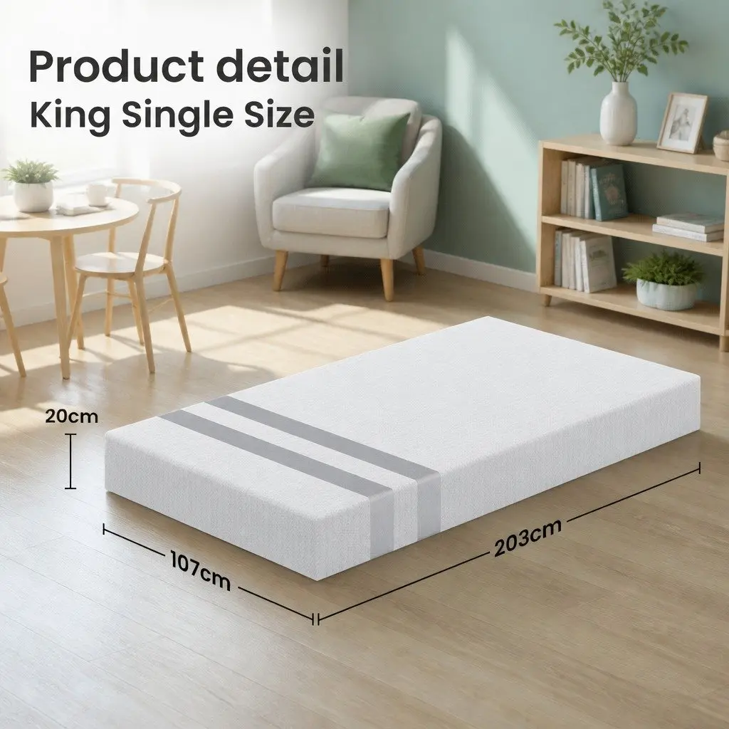 King Single Mattress 20cm Gel Memory Foam Dual-Sided