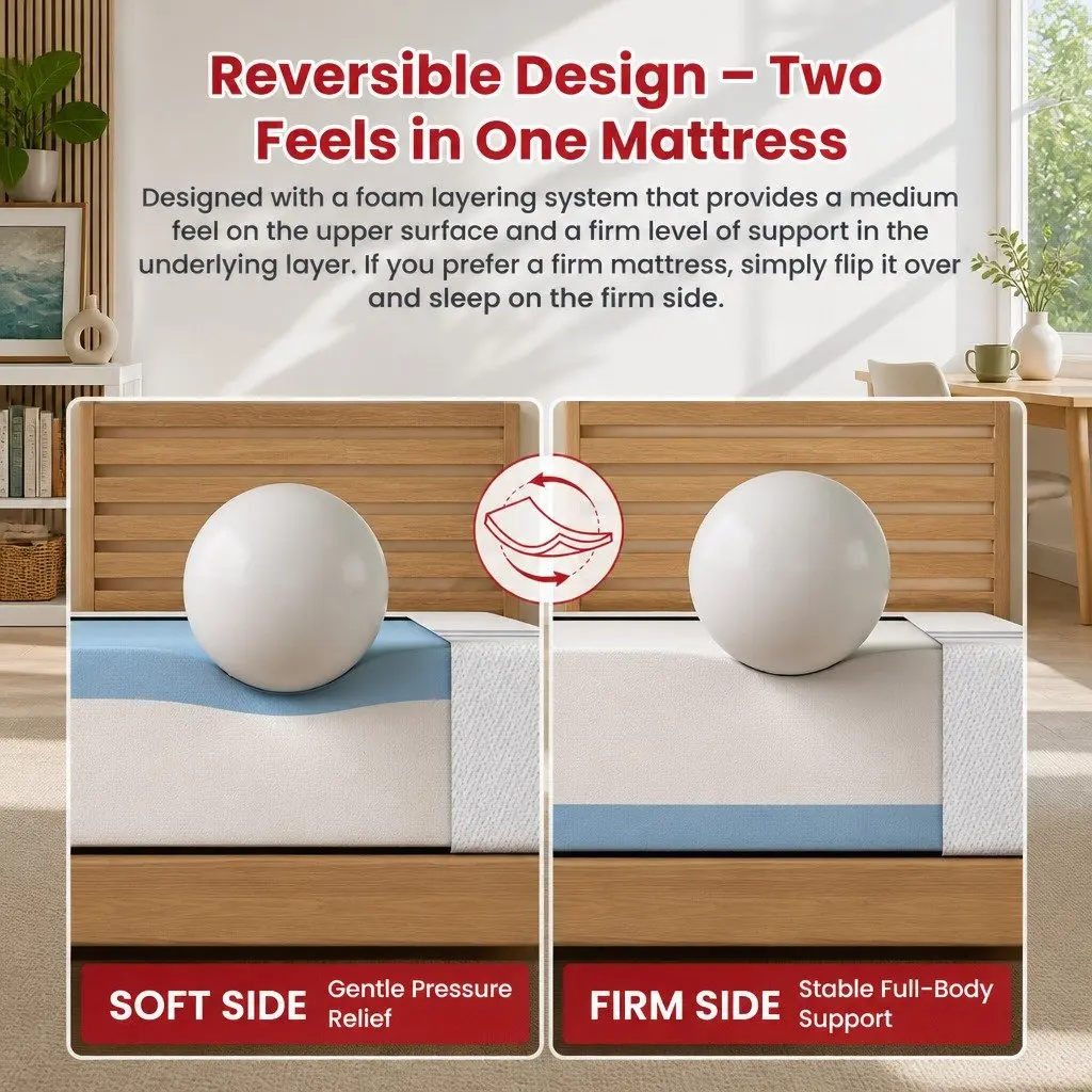 King Single Mattress 20cm Gel Memory Foam Dual-Sided