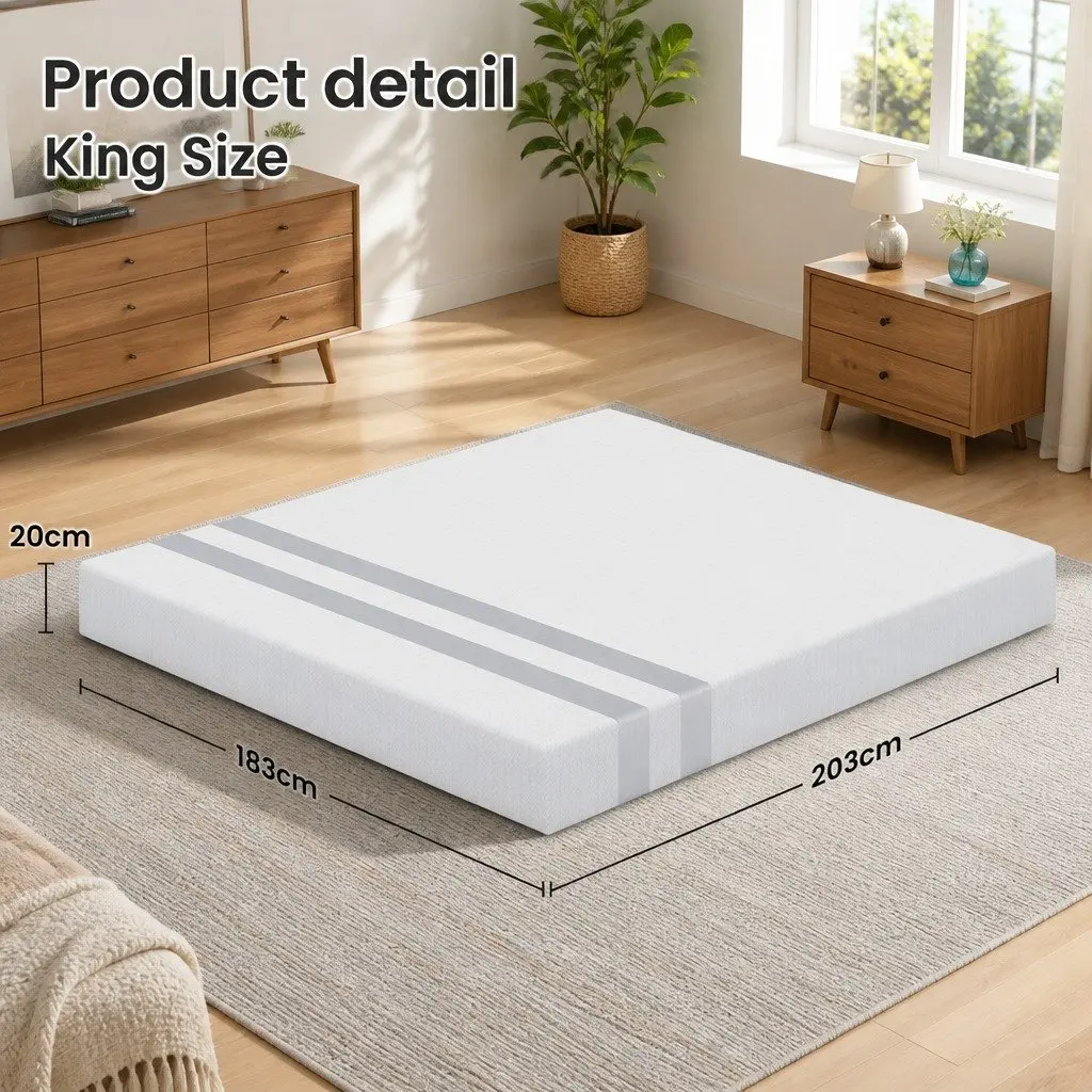 King Size Memory Foam Mattress 20cm Reversible Medium Soft Gel Infused Sleep Bed